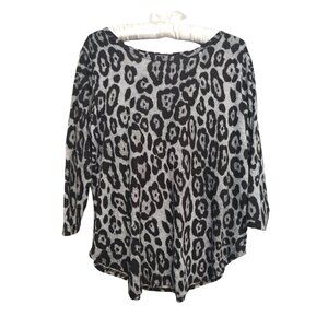 KAREN KANE Knit Tunic Gray Animal Leopard Print